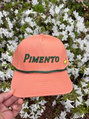 Masters Pimento Hat with Green Embroidery